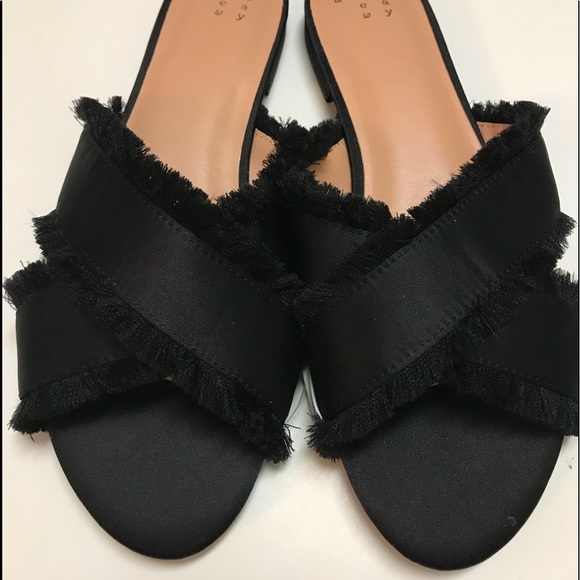 a new day Shoes - A New Day Black Slides w/fringe trim 8 NWT